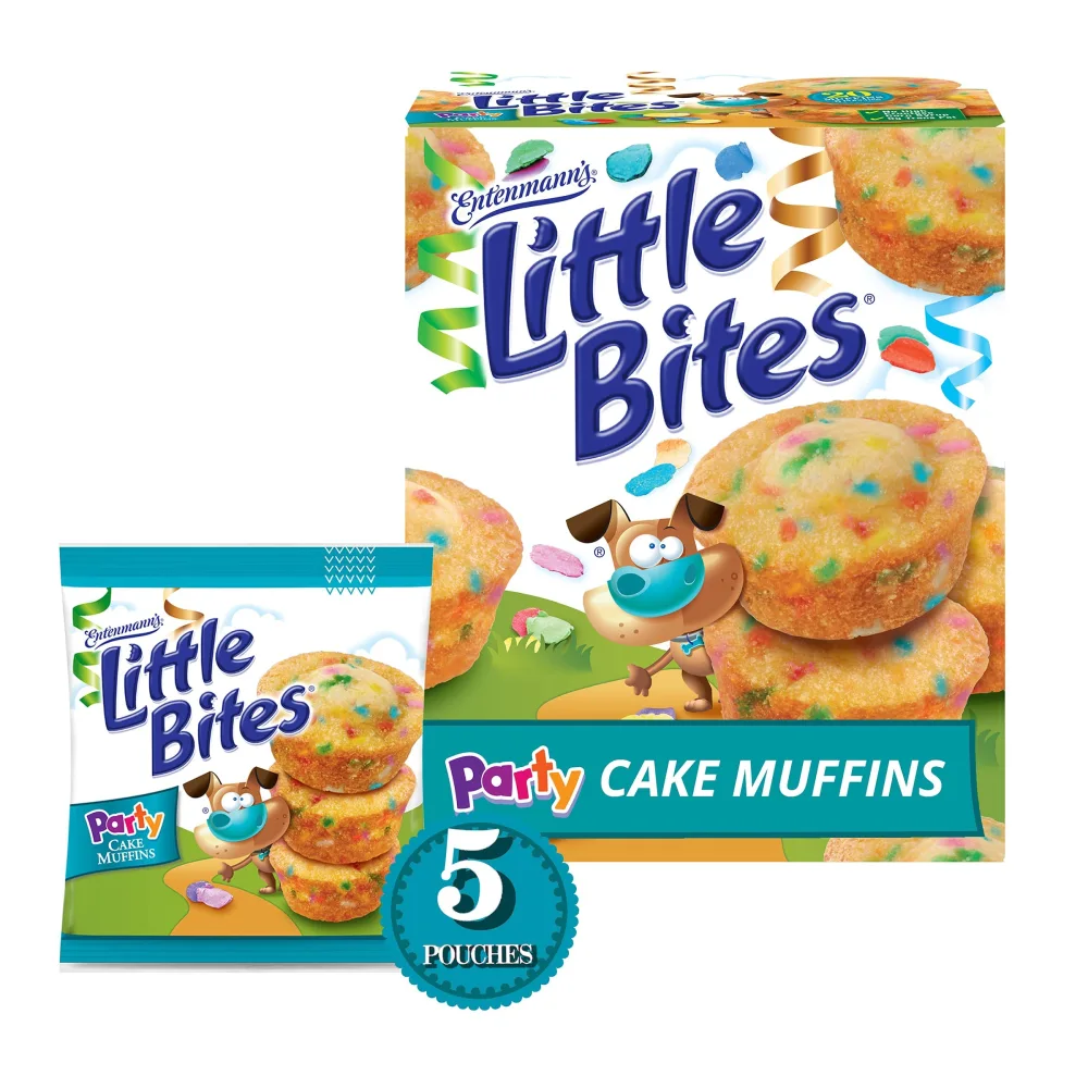 Entenmann's Little Bites Party Cake Muffins, Pouches of Mini Muffins, 8.25 Oz, 5 Count