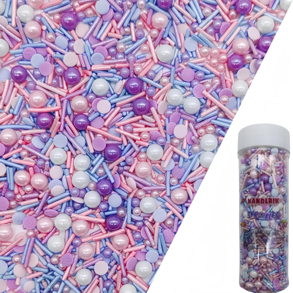 Purple Series Sprinkles Candy Mix Size Edible Pearls Cake Decorations Cupcake Toppers Cookie Decorating Perfect for Wedding Party Valentine Halloween Christmas Supplies 4.58OZ