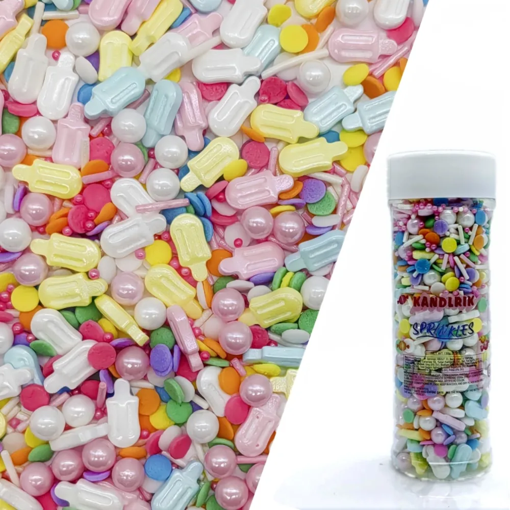 Popsicle Sprinkles Candy Mix Size Edible Pearls Cake Decorations Cupcake Toppers Cookie Decorating Perfect for Wedding Party Valentine Halloween Christmas Supplies 4.58OZ