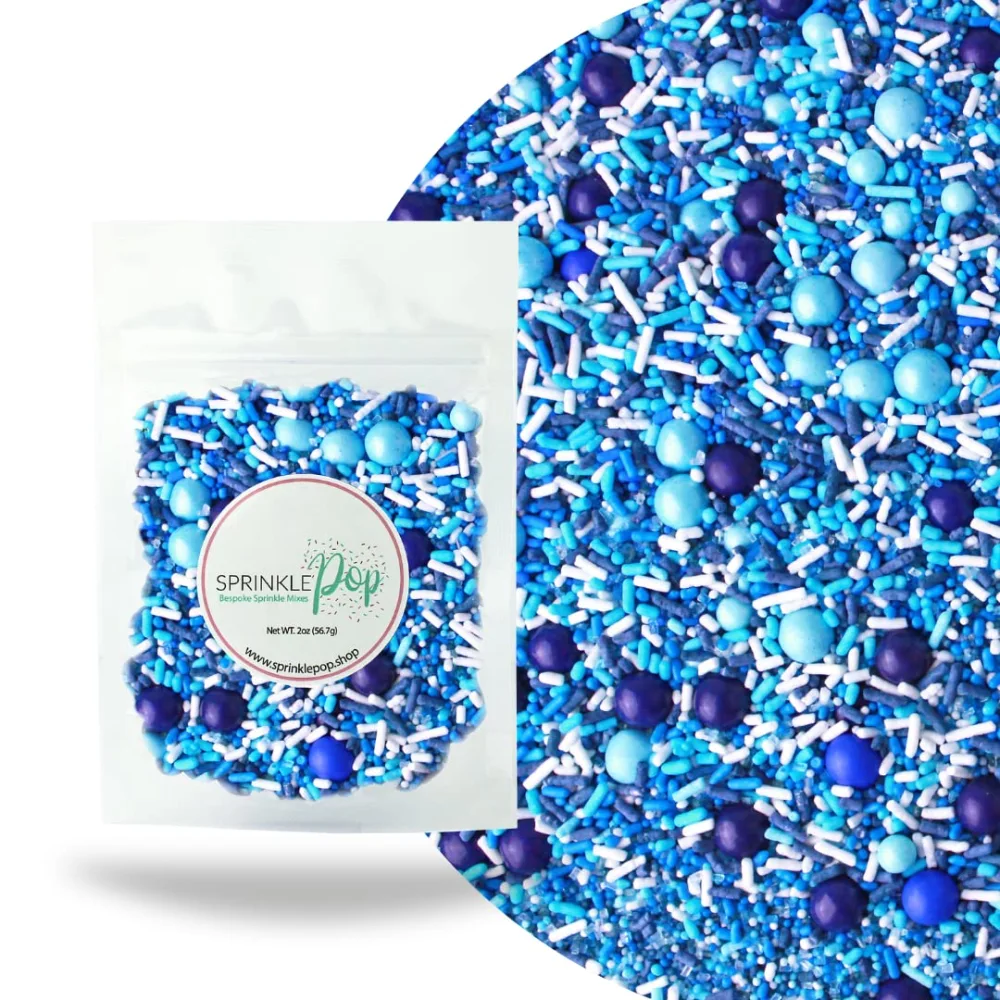 Blue Ombre Sprinkle Mix| Made In USA By Sprinkle Pop| Navy Blue White Blue Sprinkles| Undersea Themed Sprinkles For Decorating Boy Gender Reveal And Father’s Day Birthday Cakes Cookies Cupcakes, 2oz