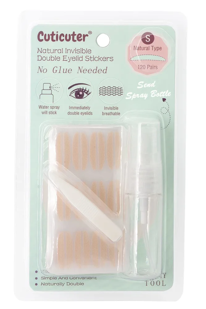 Waterproof Invisible Double Eyelid Tape - 120 Pieces Natural Fiber Eyelid Lifter Strips, Eye Lift Tape for Droopy Lids, Hooded Eyes