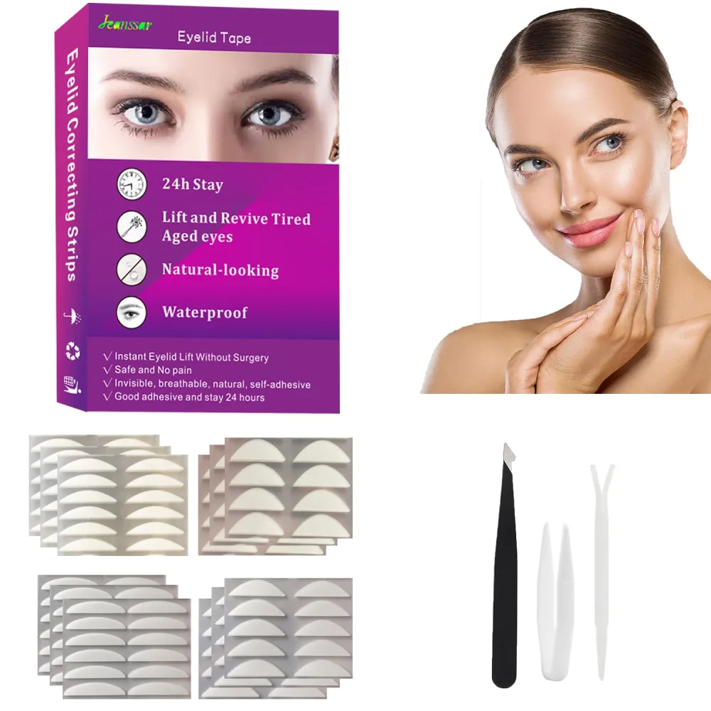 Natural Invisible Single Side Eyelid Tape Stickers(1100Pcs,4styles), Double Eyelid Tape for Hooded Eyes Invisible, nstant Eye Lift Without Surgery, Perfect for Uneven Mono-Eyelids