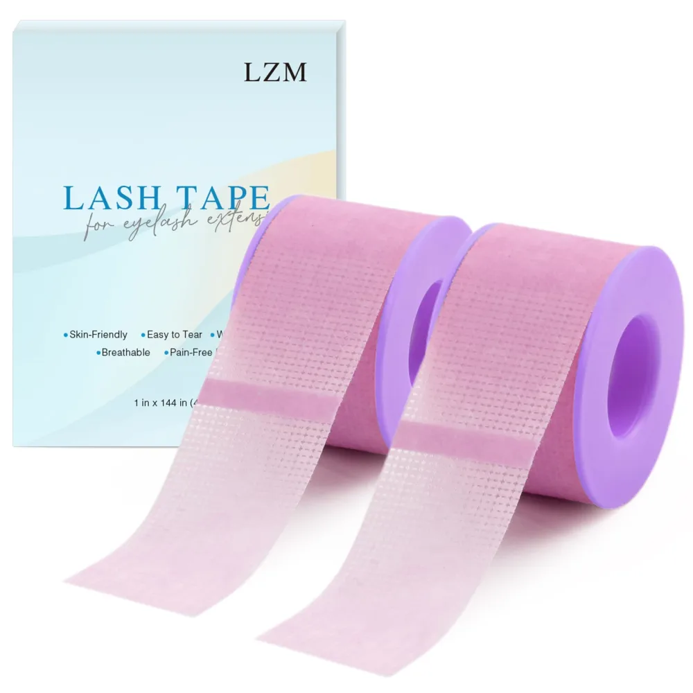 Lash Tape for Eyelash Extensions,Eyelash Tape Silicone Gel Eyelash Extension Tape for Sensitive Skin Pain-Free Removal Breathable Micro-Porous Lash Extensions Tape (1in x 4yd, 2Rolls,Purple)