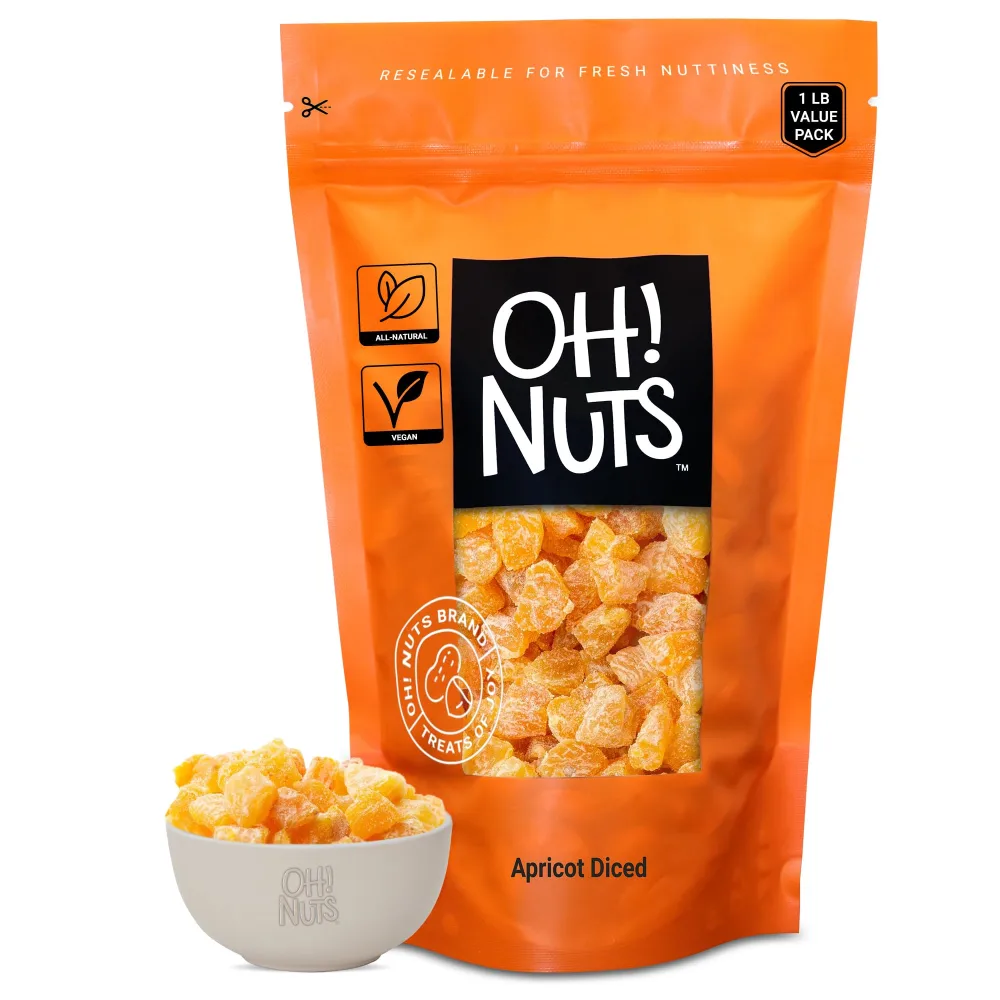 Dried Apricot | 1 lb - Dried Fruit Diced | No Sugar Added | Dehydrated Fruit Bites | Packed in New York Zip-Seal Bag for Exceptional Freshness by Oh Nuts