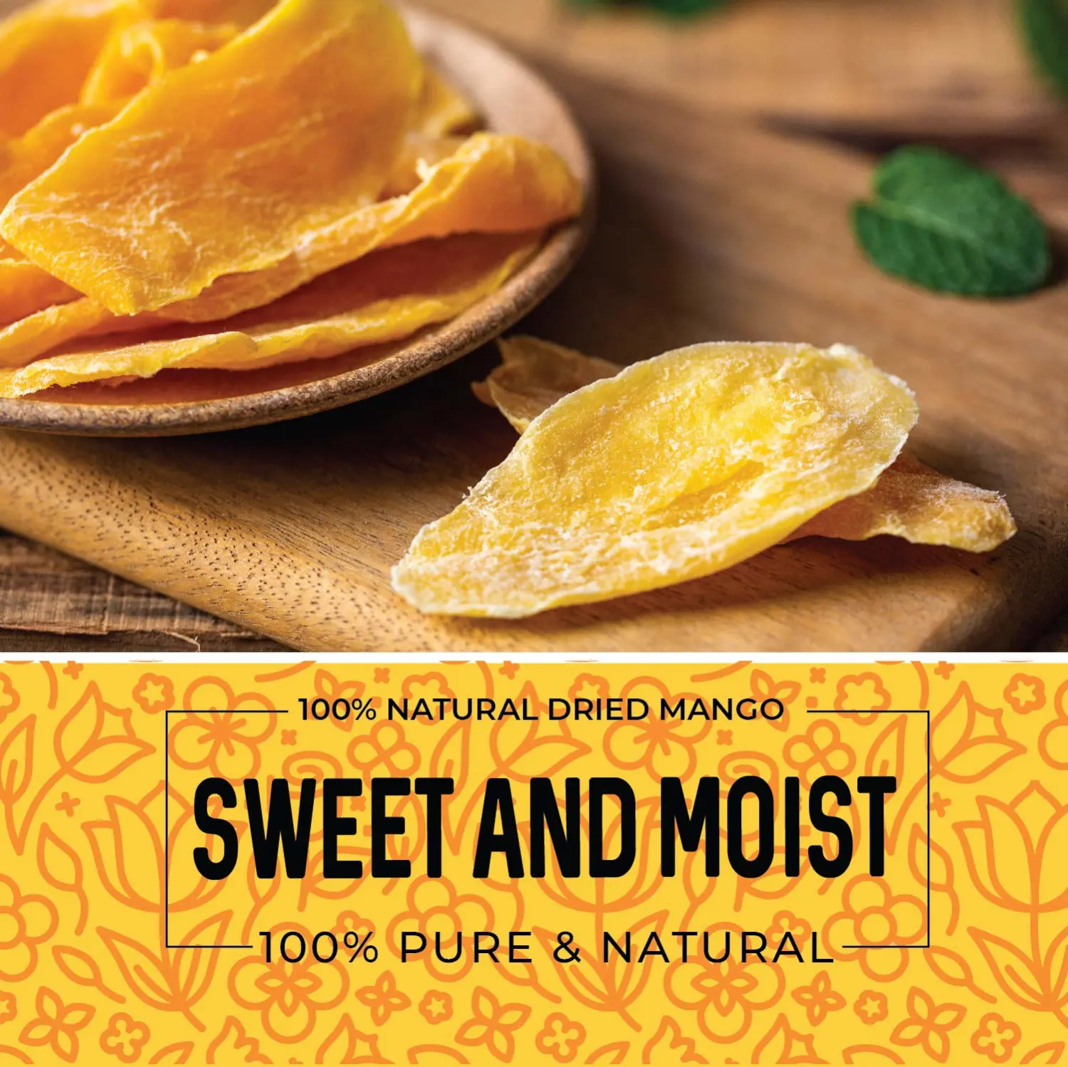 Herbaila Dried Mango No Sugar Added, 16 oz. Dried Mangoes, Unsweetened Dried Mango Slices, All-Natural Dried Mangos, Dried Unsweetened Mango, Dry Mango from AFRICA. Non-GMO, 1 Pound.