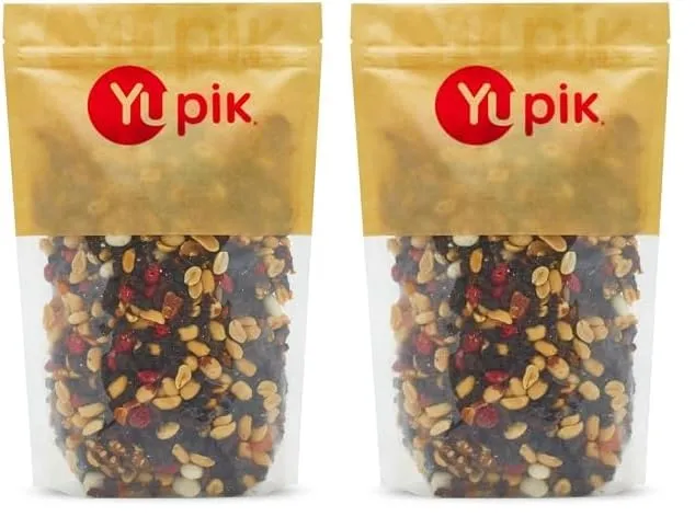 Yupik Camp Trail Mix, 2.2 lb, A mix of raisins, papaya, almonds, peanuts, walnuts, yogurt covered raisins, and candy covered peanuts (Pack of 2)