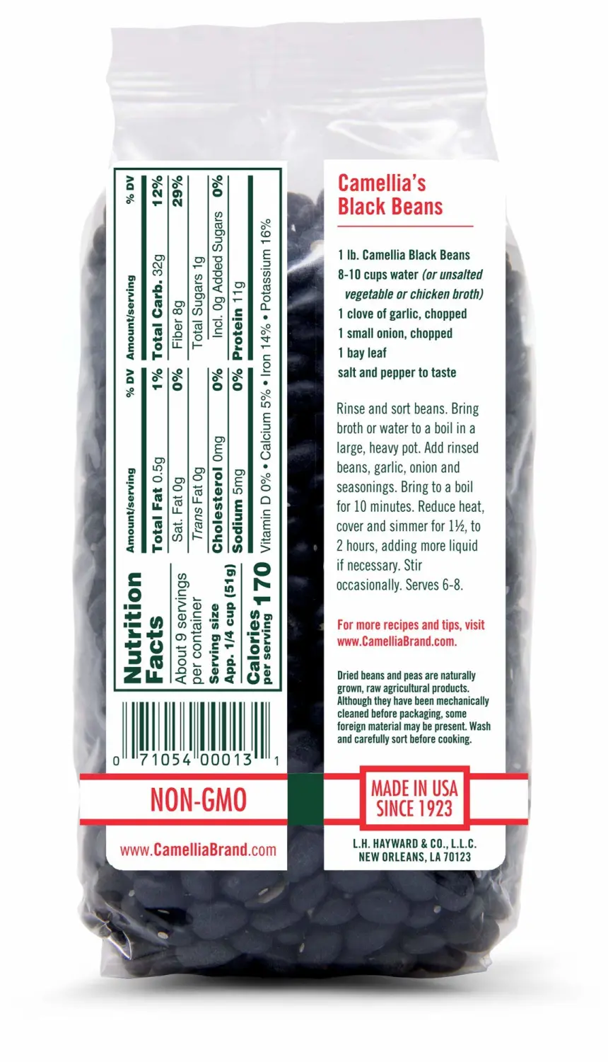 Camellia Brand Dried Black Beans, 1 Pound (Pack of 2)