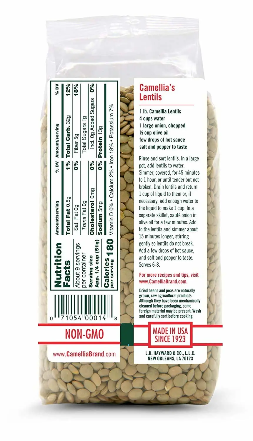 Camellia Brand Dried Lentils, 1 Pound (Pack of 2)