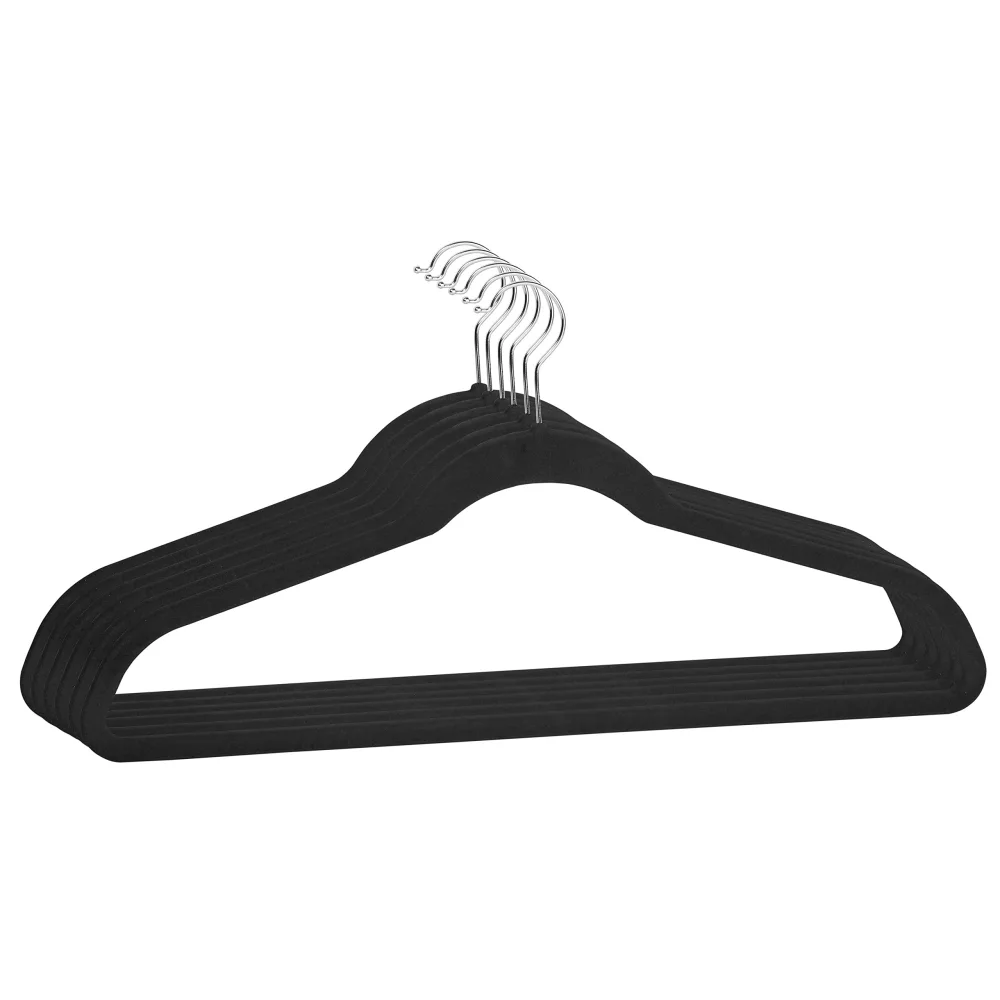 Simplify Extra Wide 21” Velvet Coat Hangers | 6 Pack | Slim Design | Heavy Duty | Holds 10 Pounds | Closet Organization | Shirt & Clothes | Black