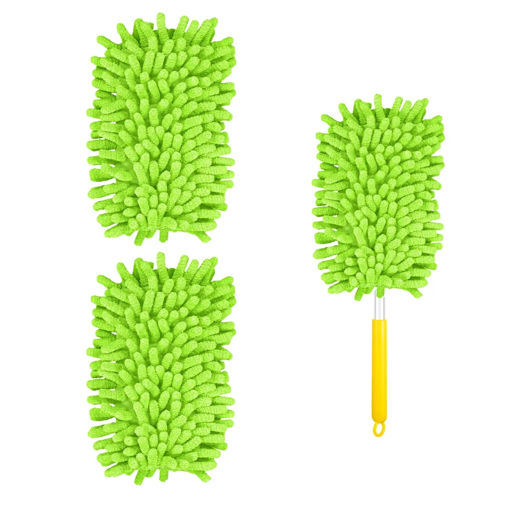 2pcs Duster Refills for Swiffer, Microfiber Dusters Heavy Duty Refills 360 Ceiling Fan Duster Replacements Reusable Hand Dusters for Cleaning (Green)