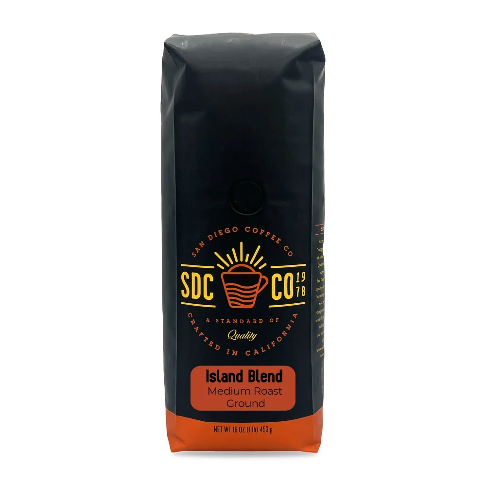 San Diego Coffee Island Blend, Medium Roast, Ground Coffee, 16-Ounce Bag Café molido tostado