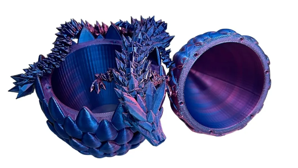 3D Printed 12in Crystal Dragon and Dragon Egg Model Kit Autism Relief, Sensory Toy - Made in USA by Primus (Blue Mix Red)