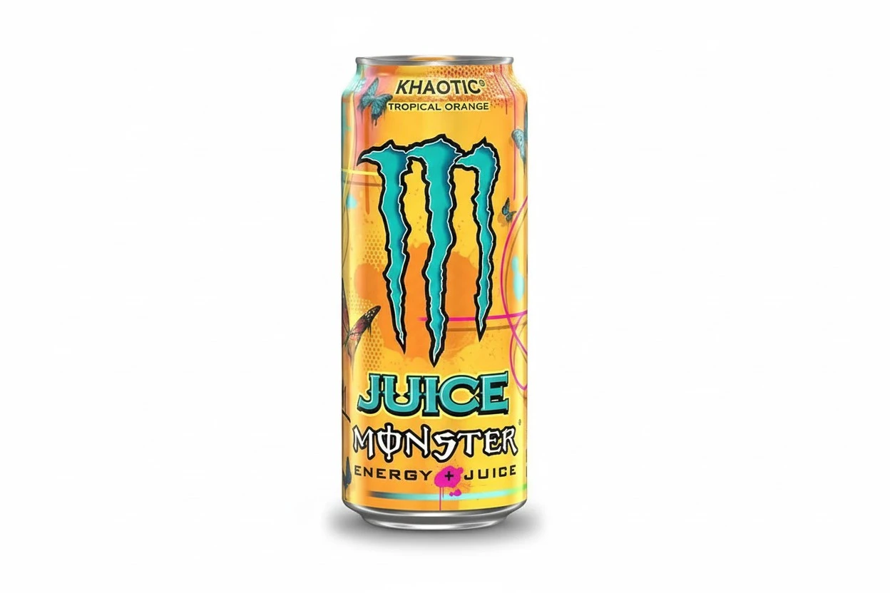 Monster Energy Juice Monster Khaotic Tropical Orange, Energy + Juice, Energy Drink, 16 Ounce (Pack of 15)