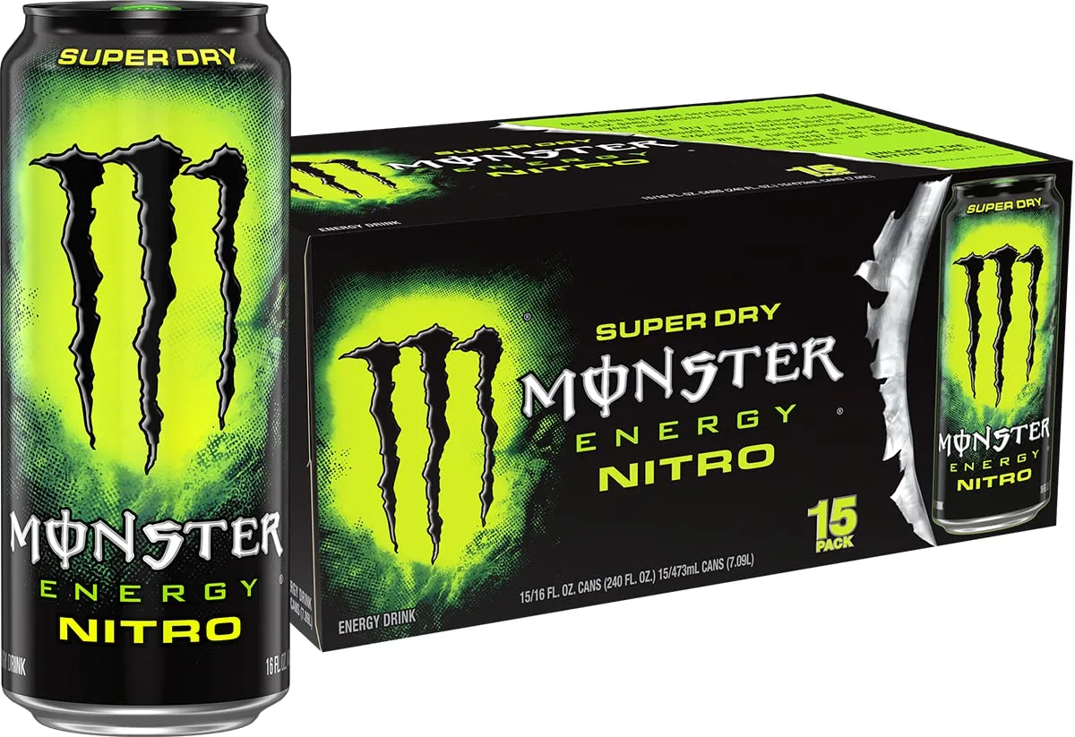 Monster Energy Nitro Super Dry, Maximum Strength, Energy Drink, 16 ounce, (Pack of 15)
