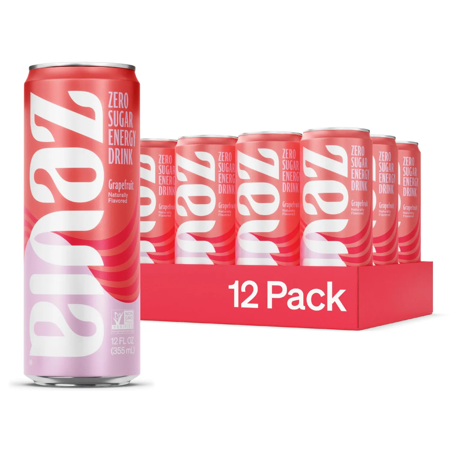 Zevia Zero Sugar Energy Drink, Grapefruit, 12 oz Cans (12-Pack) – Naturally Sweetened, Zero Calorie Sugar Free Energy - Non-GMO Project Verified, Gluten-Free, Vegan