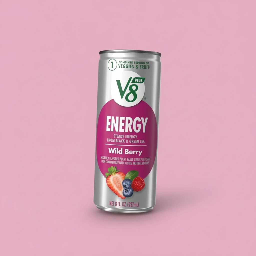 V8 +Energy Wild Berry Juice Energy Drink, 8 fl oz Can (24 Pack)
