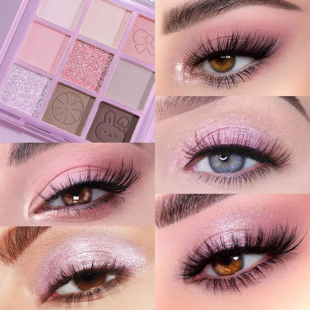 9Colors Pink Nude Neutral Eye Shadows Palette Makeup,Shimmer Matte Korean Natural Naked Brown Eyeshadow Palette,Highly Pigmented Naturing-Looking Long Lasting Waterproof