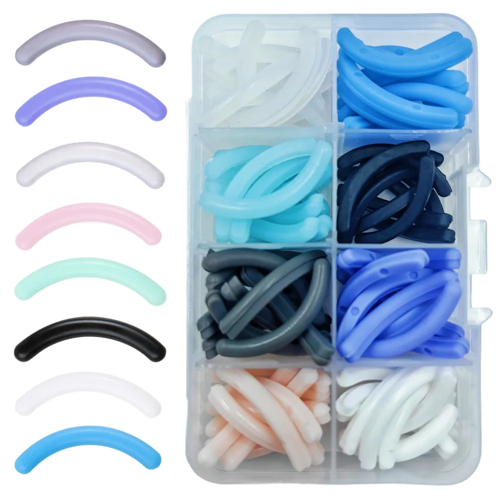 80 Pieces Eyelash Curler Refill Pads - Rubber Silicone Rubber Universal Eye Lash Curler Replacement with Clear Storage Box (Multicolor) (Silicone Multi Color -80 Pieces)