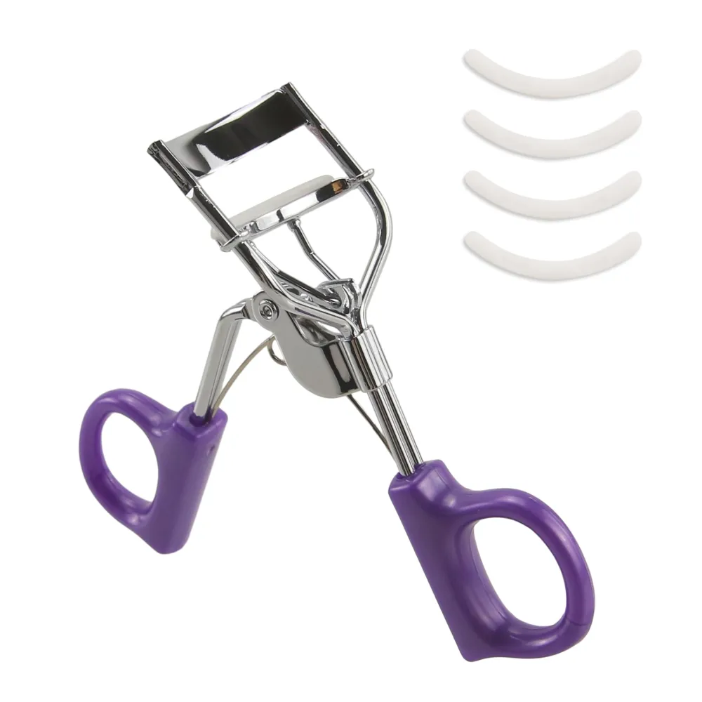 EKIND Eyelash Curler with 4 Replacement Silicone Pads Makeup Tool Suitable for All Eye Shapes, Beauty Must-have for Makeup Lovers(Purple)