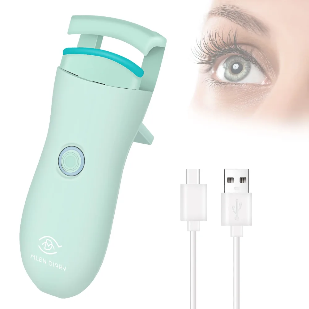 Heated Eyelash Curlers, Electric Eyelash Curler USB Rechargeable Small Travel Eyelash Curler for Quick Natural Curling and Long Lasting, 2 Heating Modes Lash Curling Tool for Women