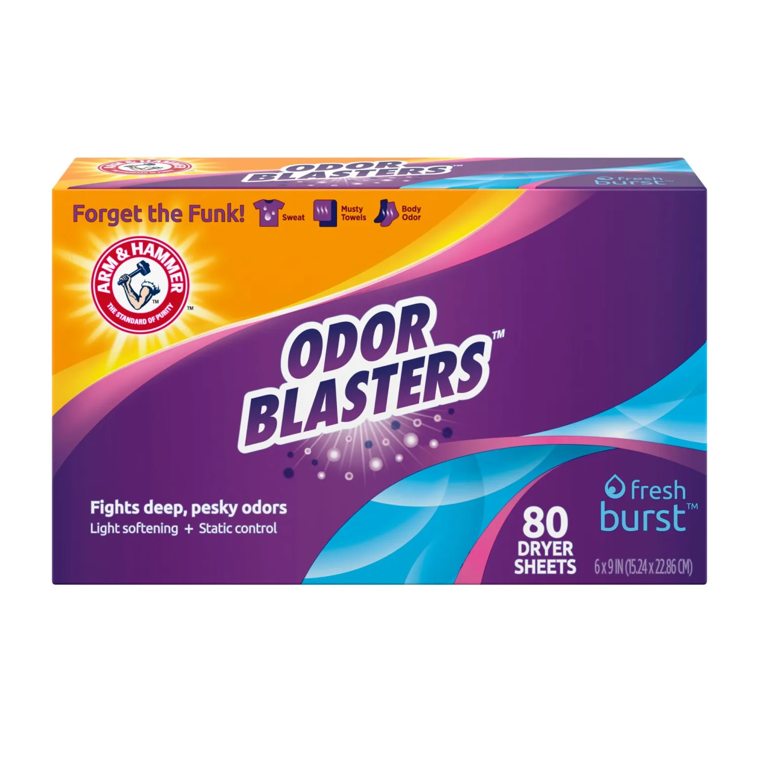 Arm & Hammer Dryer Sheet 80ct Odor Blaster Fresh Burst