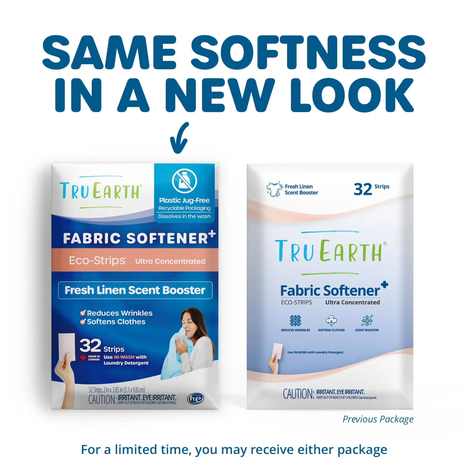 Tru Earth Fabric Softener Strips for Washing Machine, Alternative to Fabric Softener Liquid and Pods, Fresh Linen Scent Booster, Up to 64 Loads Per 32-Count