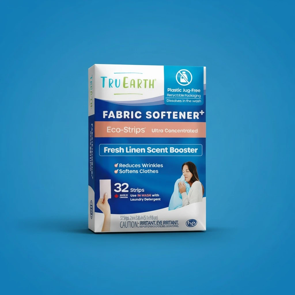 Tru Earth Fabric Softener Strips for Washing Machine, Alternative to Fabric Softener Liquid and Pods, Fresh Linen Scent Booster, Up to 64 Loads Per 32-Count