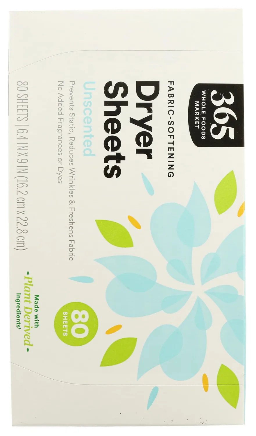 365 by Whole Foods Market, Dryer Sheets Fabric Softener Unscented, 80 Count