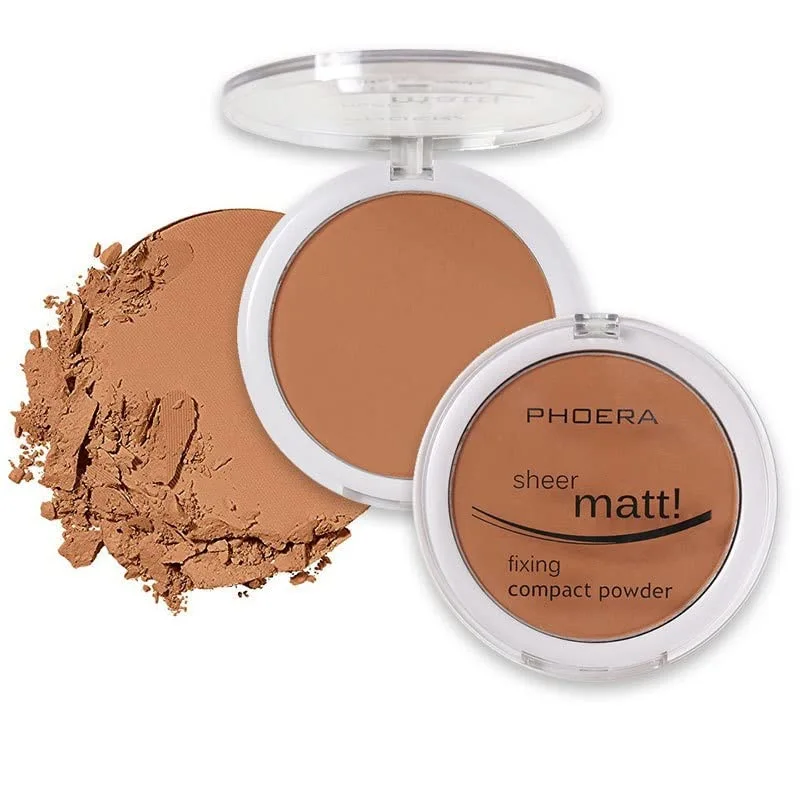 2 Pack Matte Face Powder, Control Oil Brighten Skin Color Cover Blemish Whitening Makeup Face Setting Loose Setting Powder Foundation。206-Tan