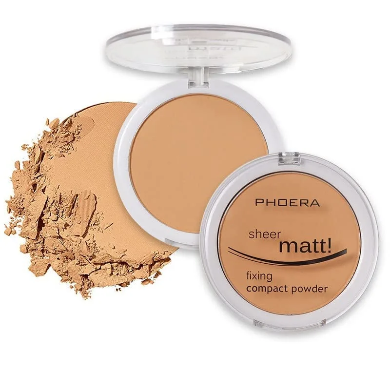 2 Pack Matte Face Powder, Control Oil Brighten Skin Color Cover Blemish Whitening Makeup Face Setting Setting Powder Foundation。205# Golden Beig