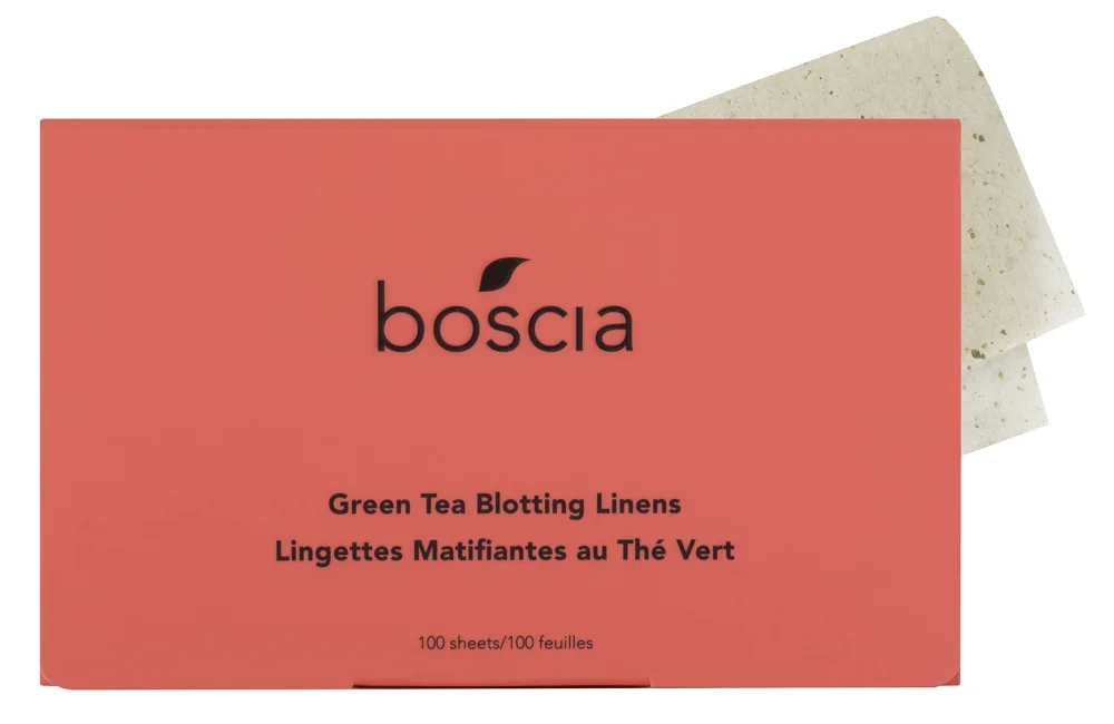 boscia Green Tea Blotting Linens - Vegan, Cruelty-Free, Natural Skin Care - Oil Blotting Sheets for Face - For Combination to Oily Skin Types - Travel Size - 100 Sheets