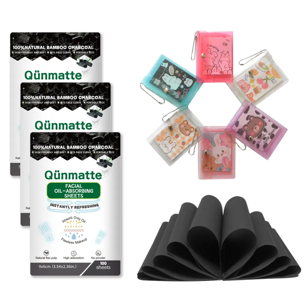 Qünmatte Oil Blotting Sheets for Face,Oil Absorbing Sheets for Face, Blotting Paper for Oily Skin,Face Oil Sheets with Natural Bamboo Charcoal,Face Blotting Sheets for Oily Skin