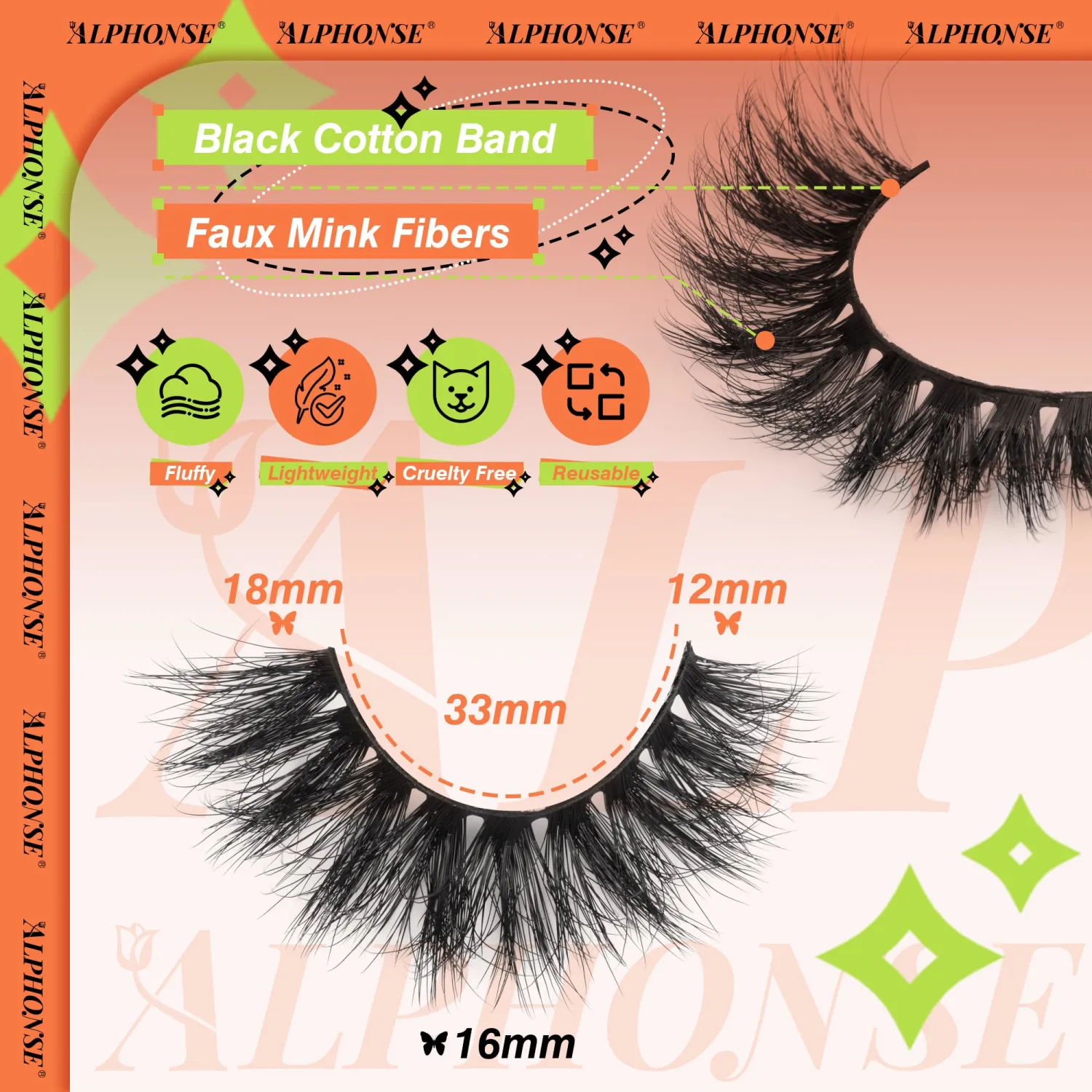 False Eyelashes Mink Lashes Fluffy Cat Eye Lashes 6D Wispy Fake Eyelashes 18mm D Curl Strip Lashes Natural Look Fake Lashes Pack by ALPHONSE