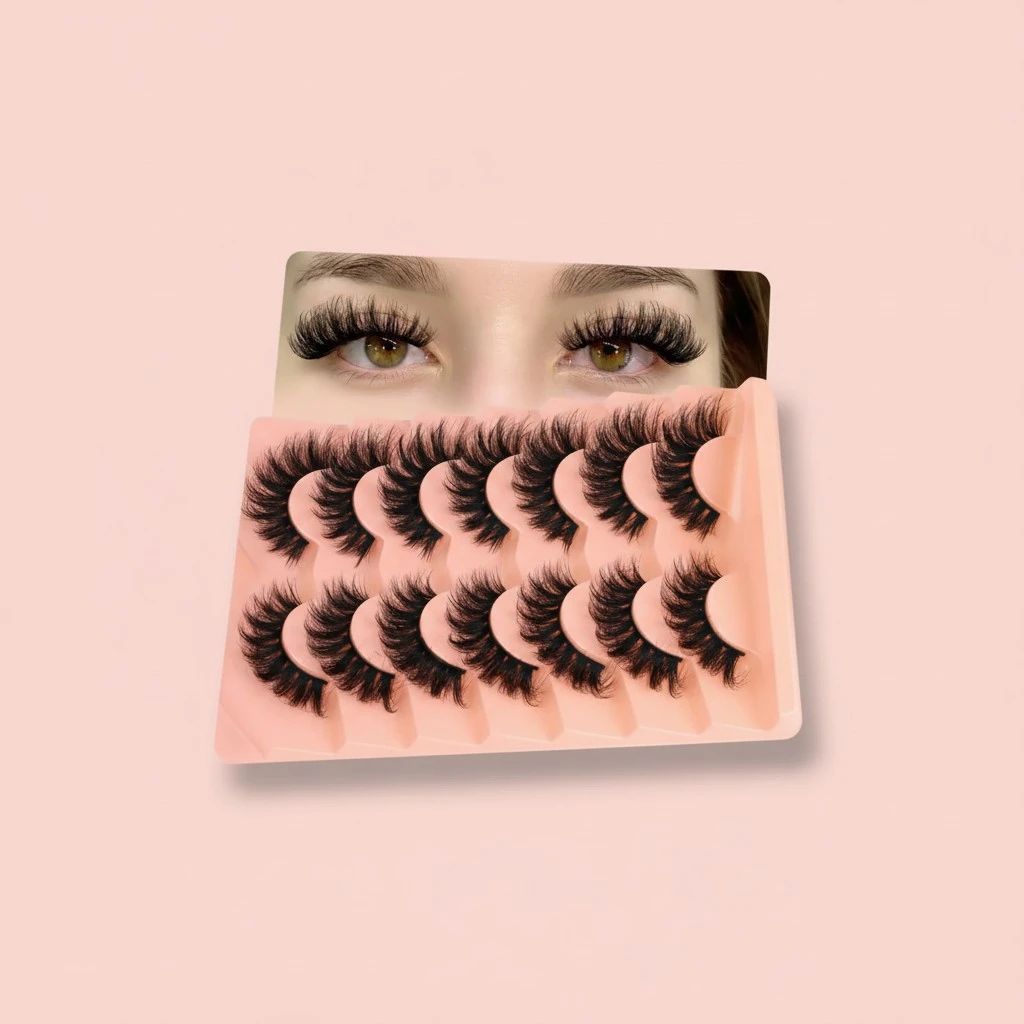 False Eyelashes Mink Lashes Fluffy Cat Eye Lashes 6D Wispy Fake Eyelashes 18mm D Curl Strip Lashes Natural Look Fake Lashes Pack by ALPHONSE