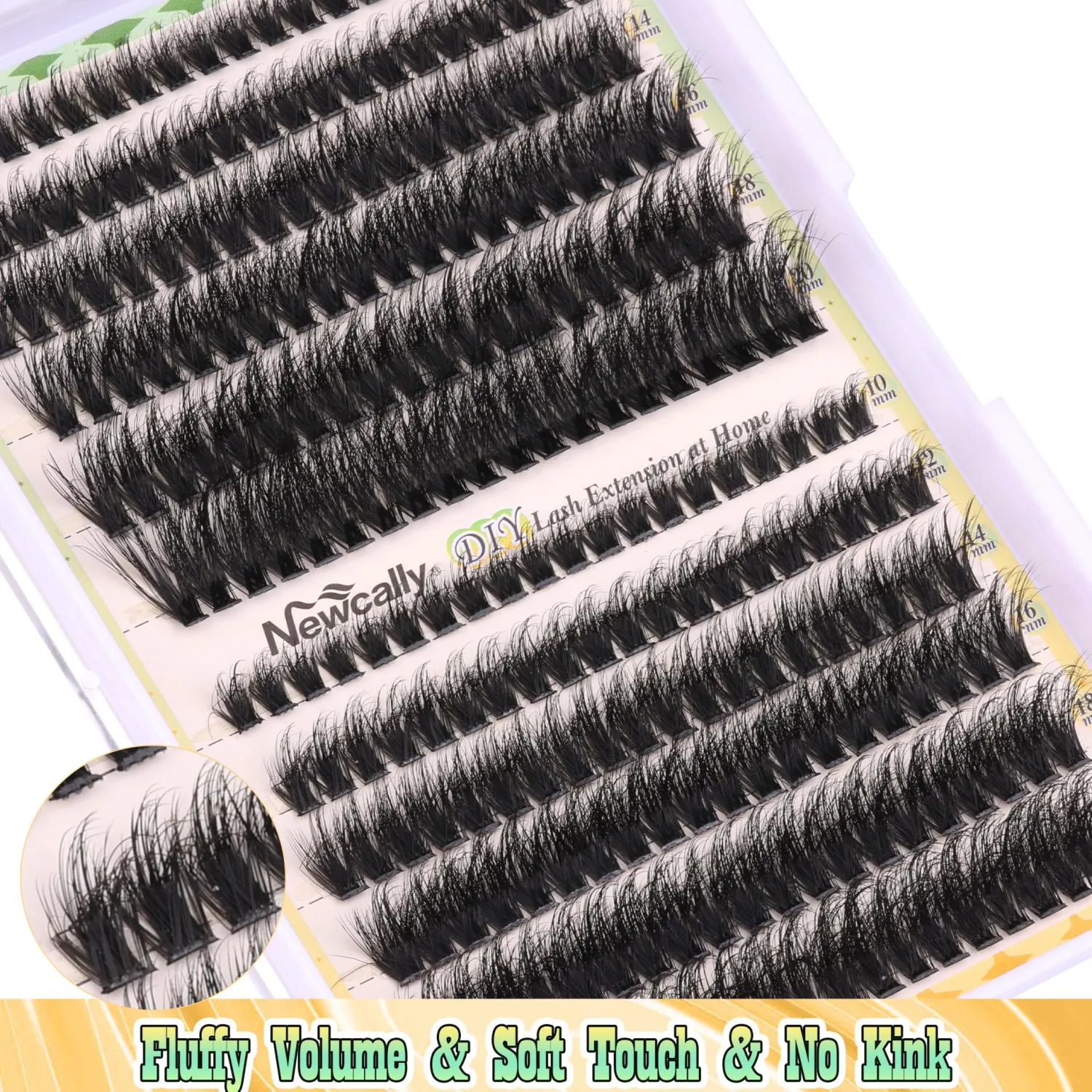 Fluffy Lash Clusters Kit Thick Eyelash Clusters Individual Wispy Volume Lash Extension Kit 10-20MM Cluster Eyelash Extensions with Lash Glue Bond and Seal Tweezers (70D+80D) by Newcally