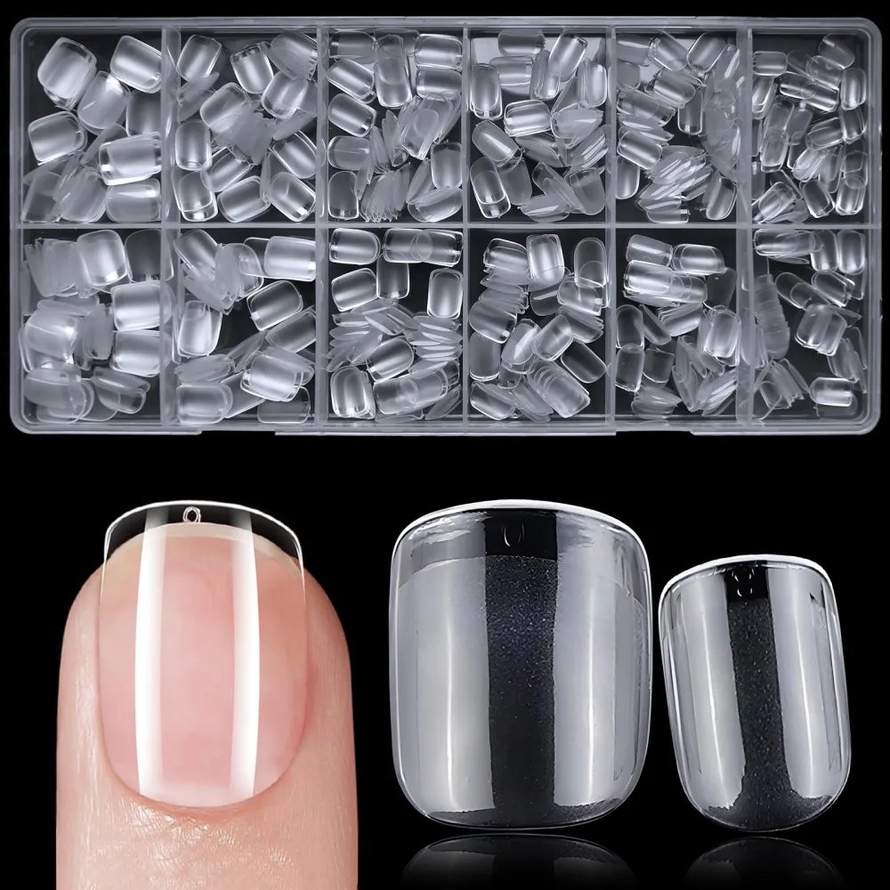 600pc Extra Short Square Nail Tips Fake Nails Press on Nails Clear Nail Tips Full Cover False Nail Artificial Fingernail, 12 Size Soft Gel x Nail Tips for Acrylic Nails Gel x Nail Extensions