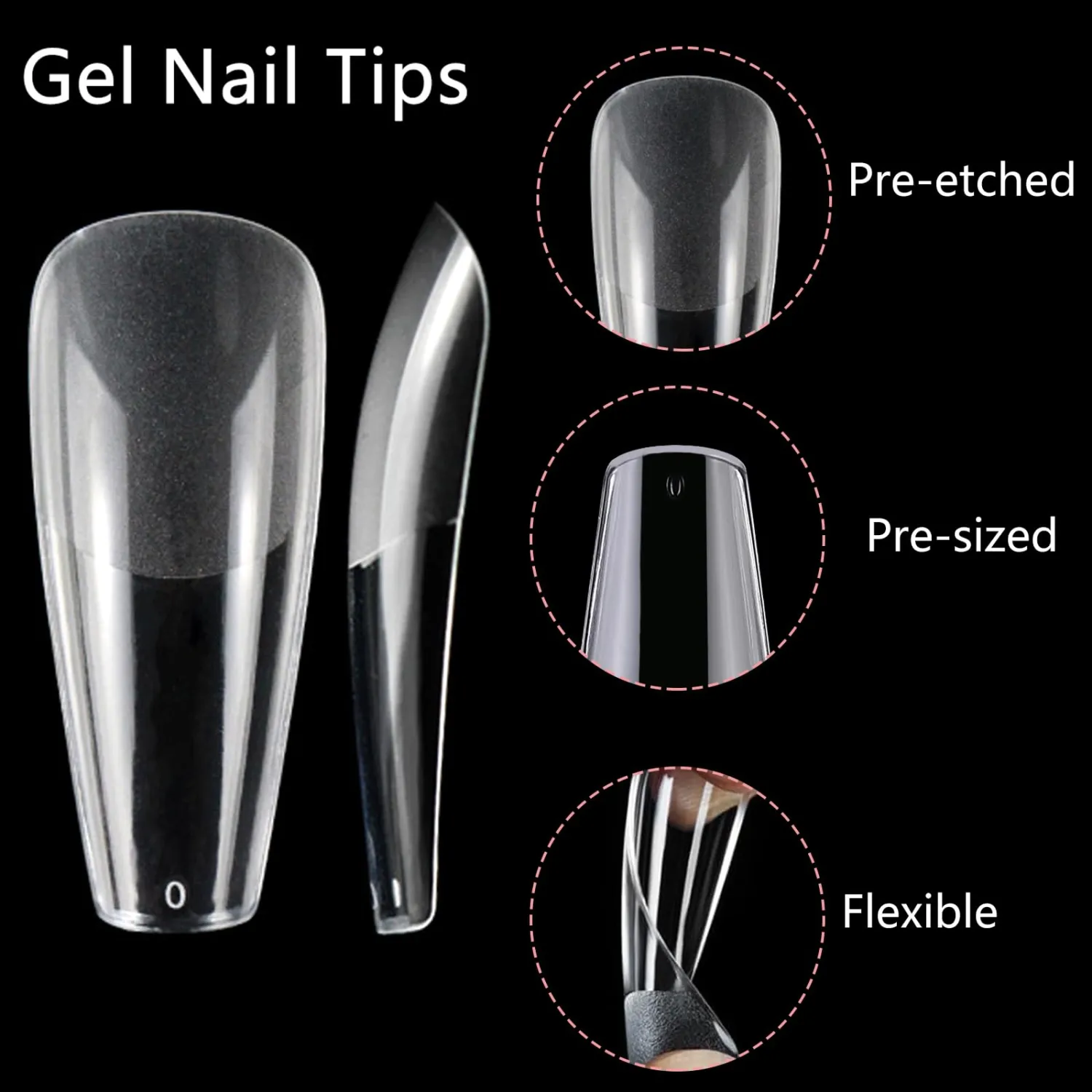 LoveOurHome 600pc Long Coffin Fake Nail Tips Clear Press on Nails Coffin False Nails Full Cover Soft Gel Nail Tips Long Acrylic Nail Artificial Fingernail for Salon & Home Gel Nail Extension