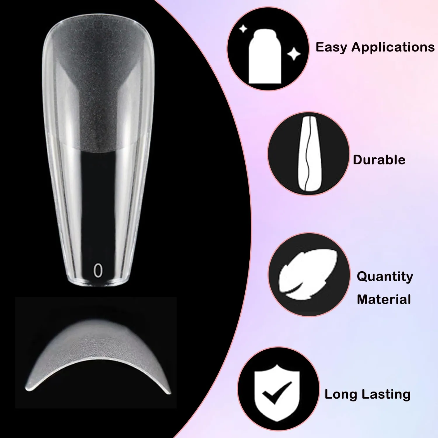 LoveOurHome 600pc Long Coffin Fake Nail Tips Clear Press on Nails Coffin False Nails Full Cover Soft Gel Nail Tips Long Acrylic Nail Artificial Fingernail for Salon & Home Gel Nail Extension