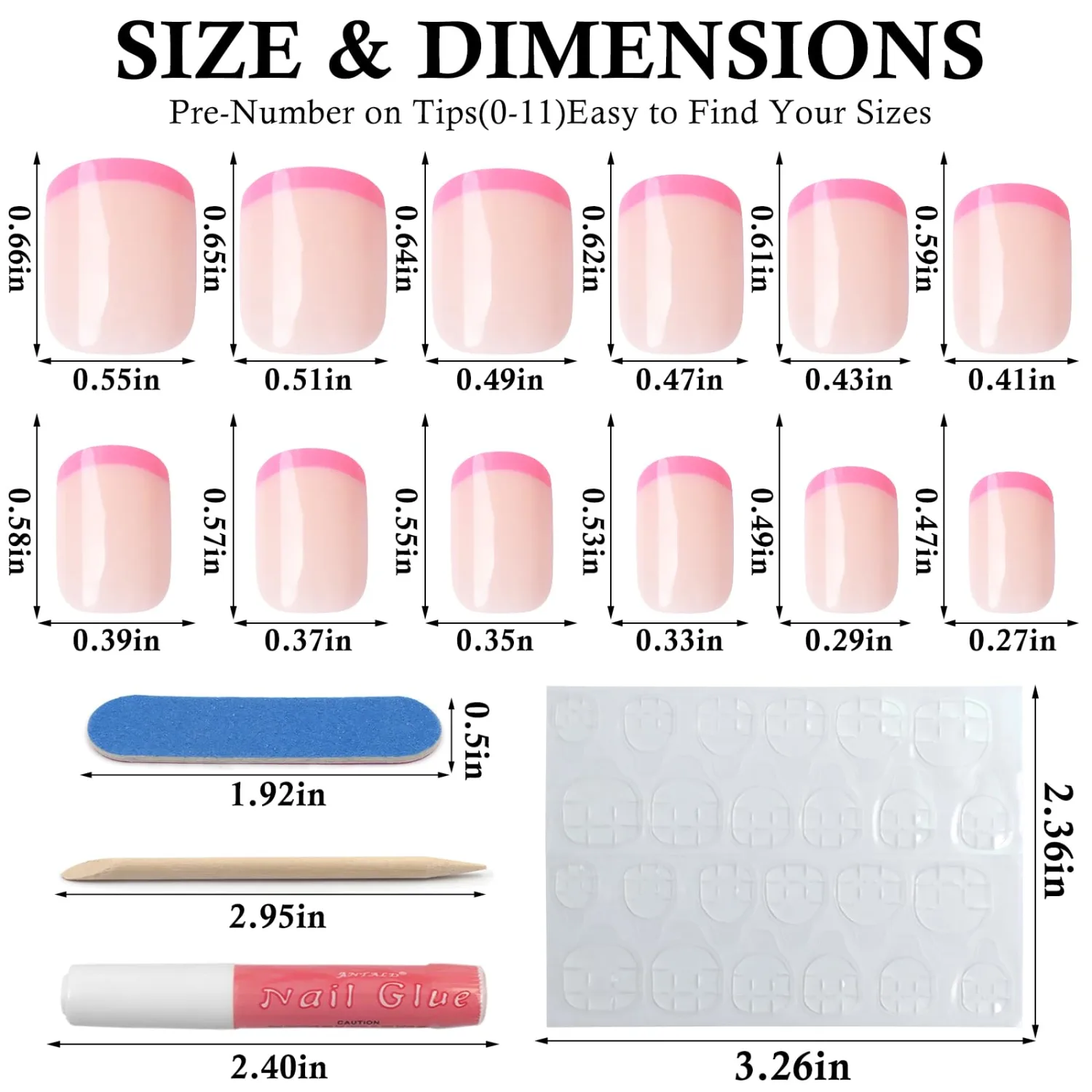 120Pcs Pink French Tip Press on Nails Short Square Fake Nails, Full Cover Glossy Short False Nails Acrylic Glue on Nails with 5 Sheets Adhesive Tabs for Women Girls