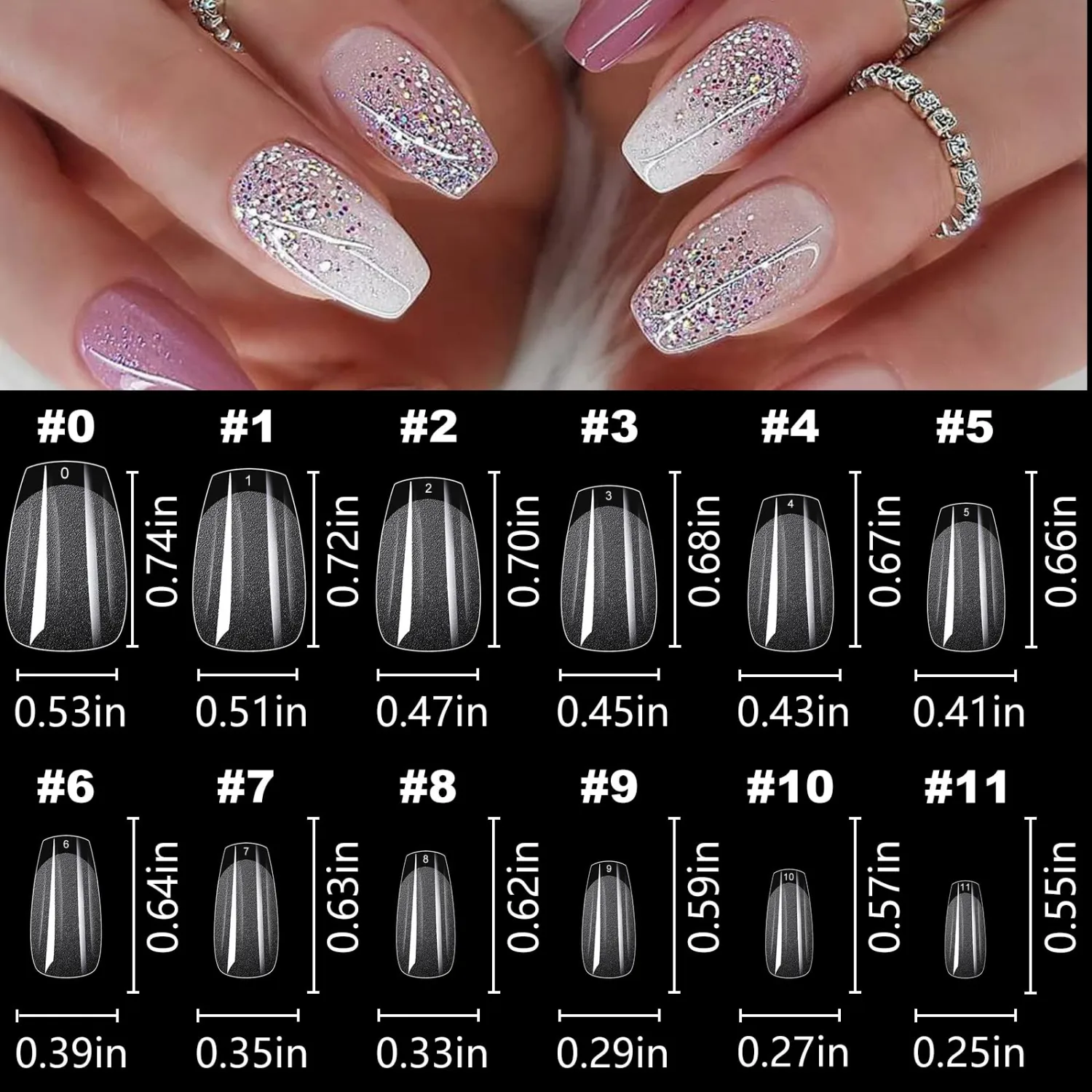 LoveOurHome 600pc Extra Short Coffin Fake Nail Soft Gel Nail Tips Clear Press on Nails Short Full Cover Clear False Nails XS Artificial Fingernails for Women Girls Kids Acrylic Nail Extension