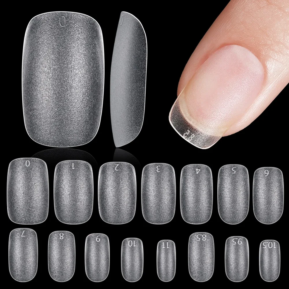 TOMICCA Brand, Oval, Plastic False Nail Tips, 240Pcs 15Sizes, Full Cover Matte Soft Gel Nails for Salon, Home DIY Nail Art