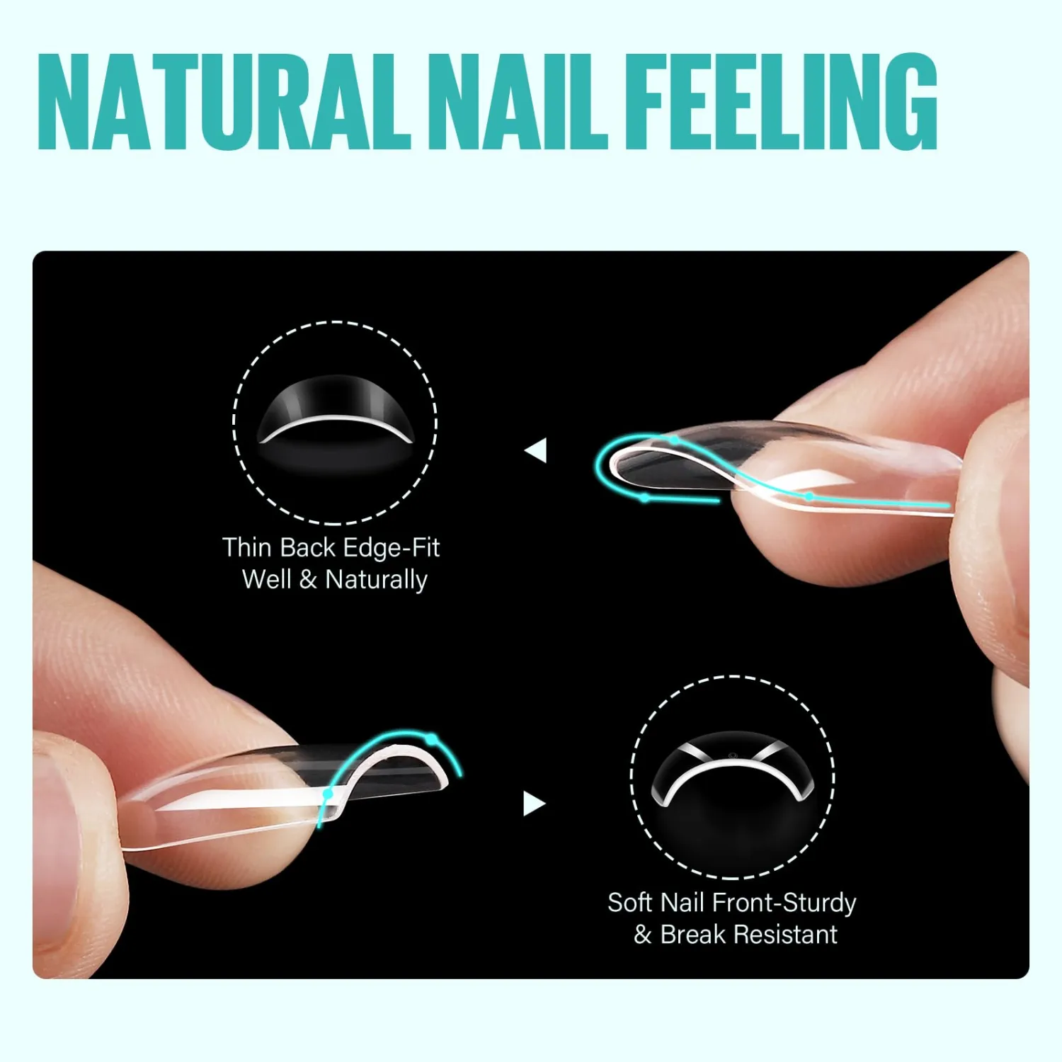 TOMICCA Square Gel Nail Tips Clear Press on Nails Square Short False Fake Tips Full Acrylic Nails Square Shaped for Nail Extension Soft Gel Tips 504pcs 12 Sizes