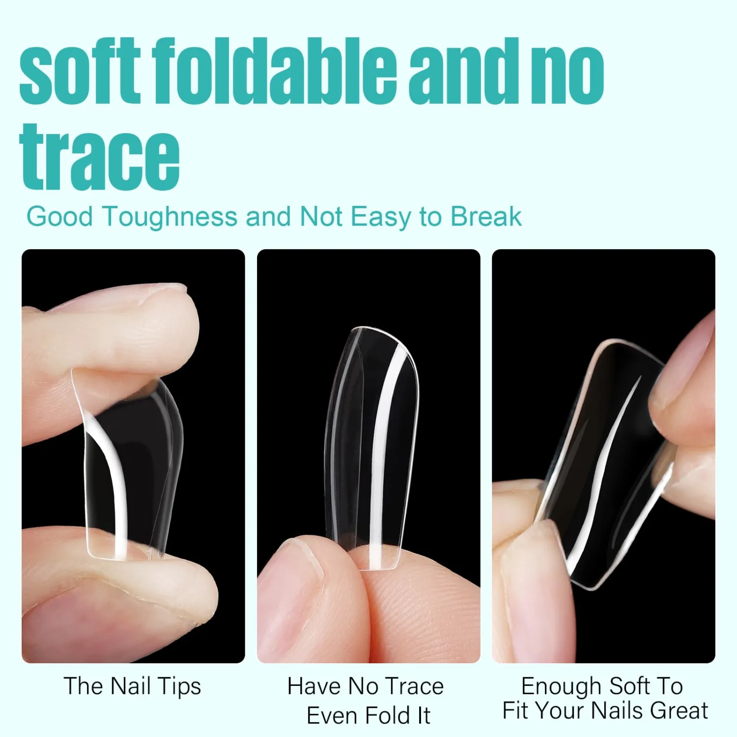 TOMICCA Square Gel Nail Tips Clear Press on Nails Square Short False Fake Tips Full Acrylic Nails Square Shaped for Nail Extension Soft Gel Tips 504pcs 12 Sizes