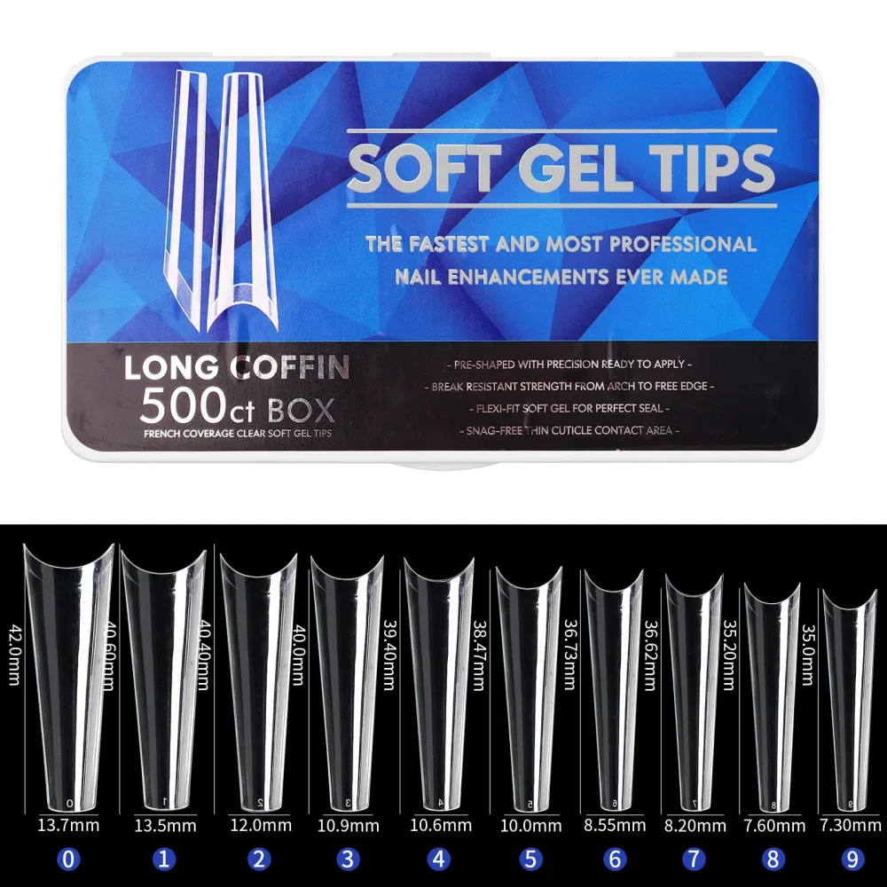 Short Stiletto Nail Tips, Full Cover Clear Soft Gel Tips, Short Stiletto False Nail Tips for Acrylic Nails Extension with Box, 550PCS, 11 Sizes(Style 06)