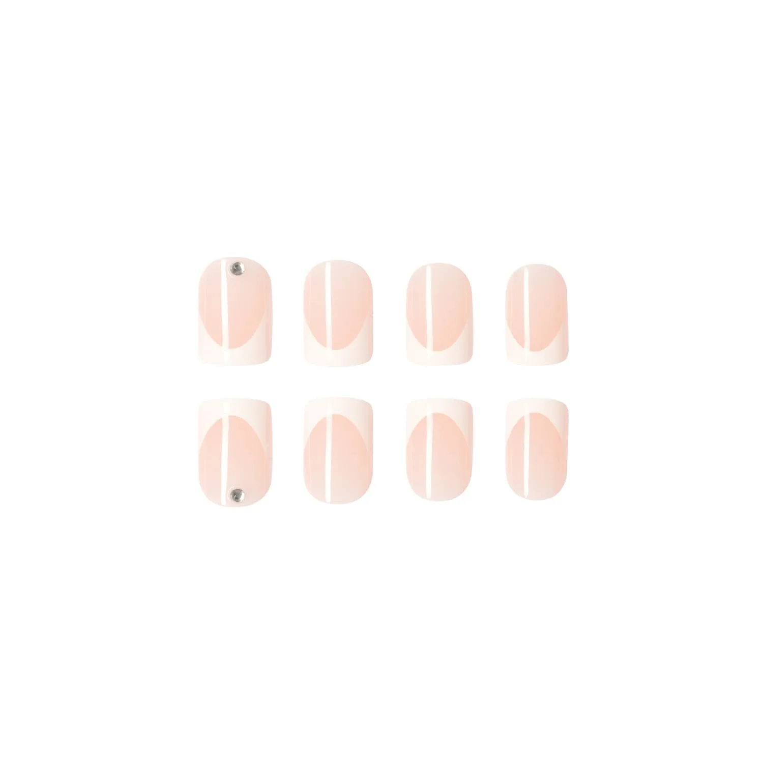 Short Press on Nails Square French Tip Fake Nails SWEKKE Nude Full Cover Rhinestones False Nails with Nail Glue Glossy Glue on Nails Acrylic Nails Manicure Artificial Nails for Women Girls 24Pcs