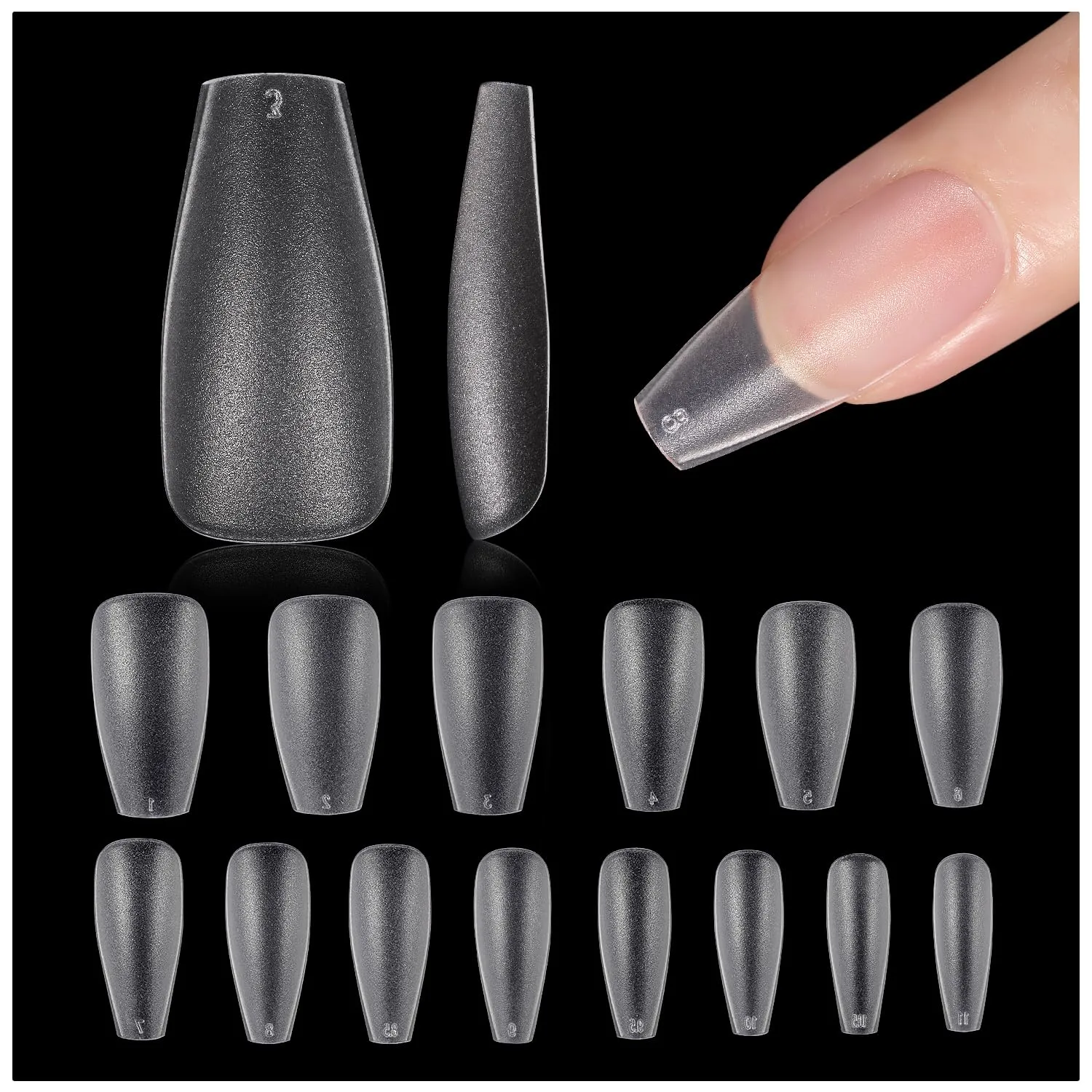 GAOY Medium Coffin Fake Gel Nail Tips, 14 Sizes False Full Cover Acrylic Press on Nails, 360Pcs Soft Matte Tips