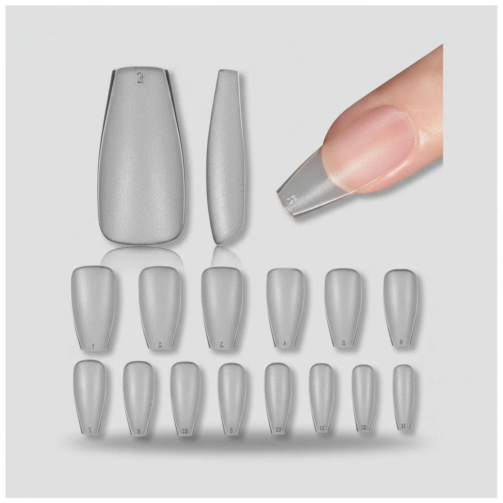 GAOY Medium Coffin Fake Gel Nail Tips, 14 Sizes False Full Cover Acrylic Press on Nails, 360Pcs Soft Matte Tips