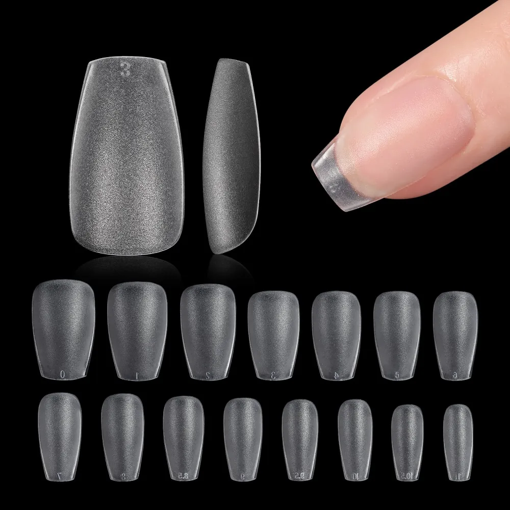 GAOY Short Coffin Fake Nail Tips, 360Pcs Matte Soft Gel X Nail Tips, 15 Sizes Full Cover Acrylic False Press on Nails Tips, Nail Extension Tips