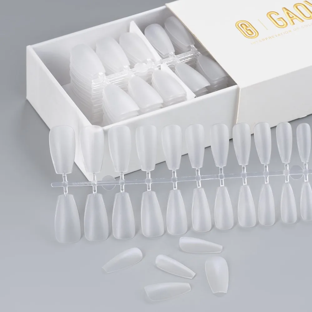 GAOY Medium Coffin Nail Tips, 510 Pcs Matte Soft Gel X Nails Tips, 15 Sizes No-Filing Full Cover Acrylic False Nail Tips for Soak Off Nail Extension