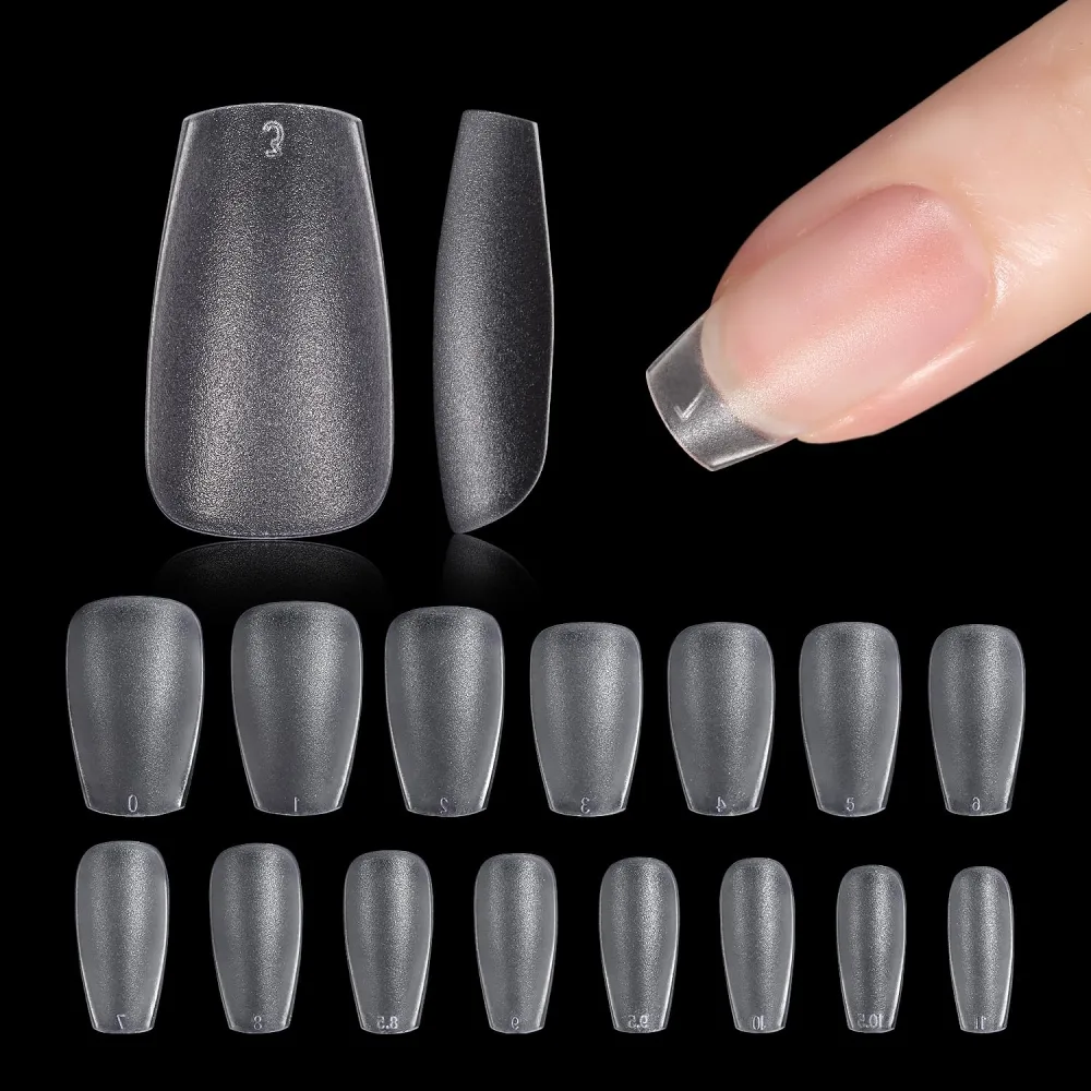 GAOY Small Coffin Fake Nail Tips, 360Pcs Matte Soft Gel X Nail Tips, 15 Sizes Full Cover Acrylic False Press on Nails Tips, Nail Extension Tips